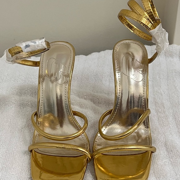 SHEIN Shoes - SHEIN Gold Strappy Heels